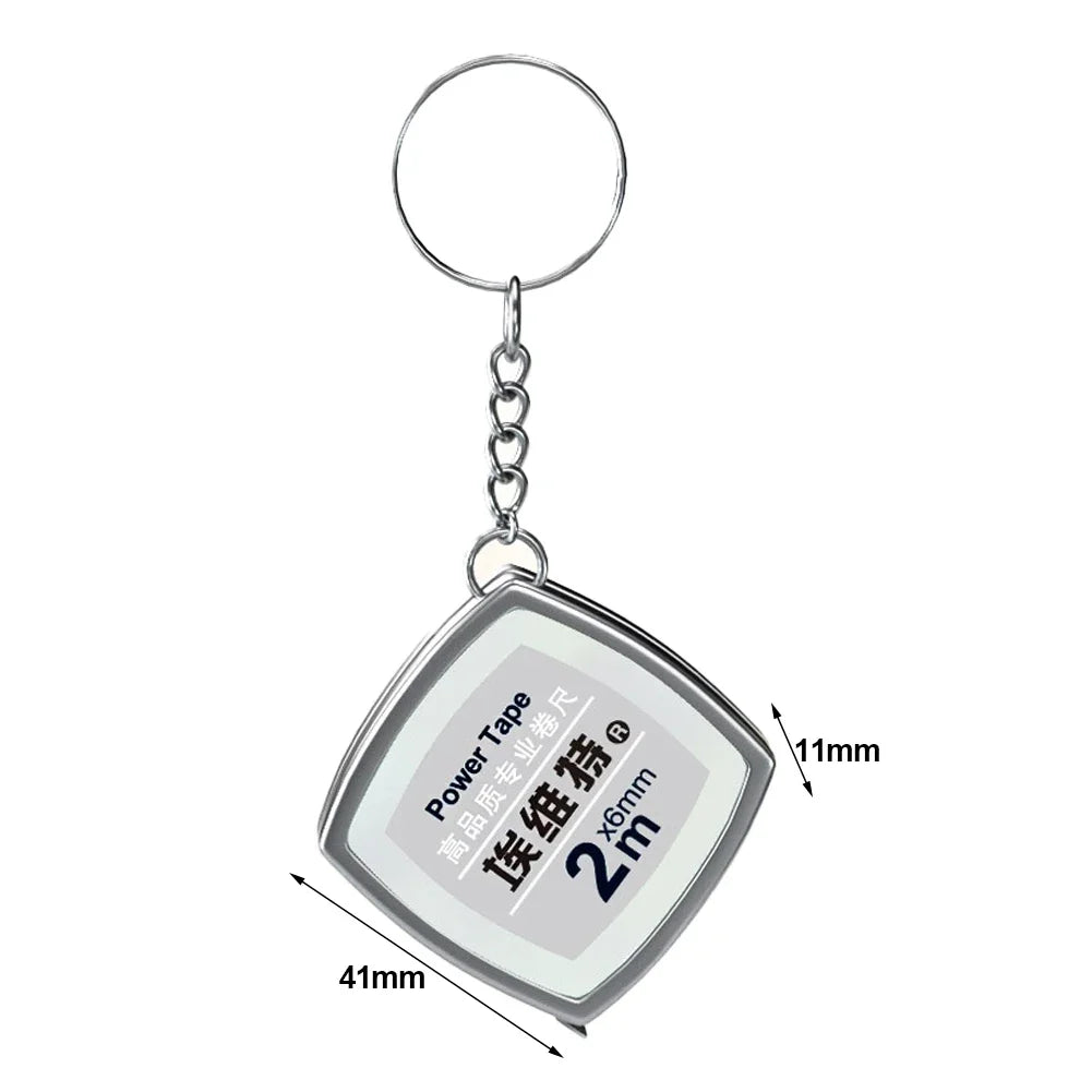 Key Ring Tape Measure Keychain Gauging Tools Retractable Ruler Pull Ruler Measuring Tools Stainless Steel Portable