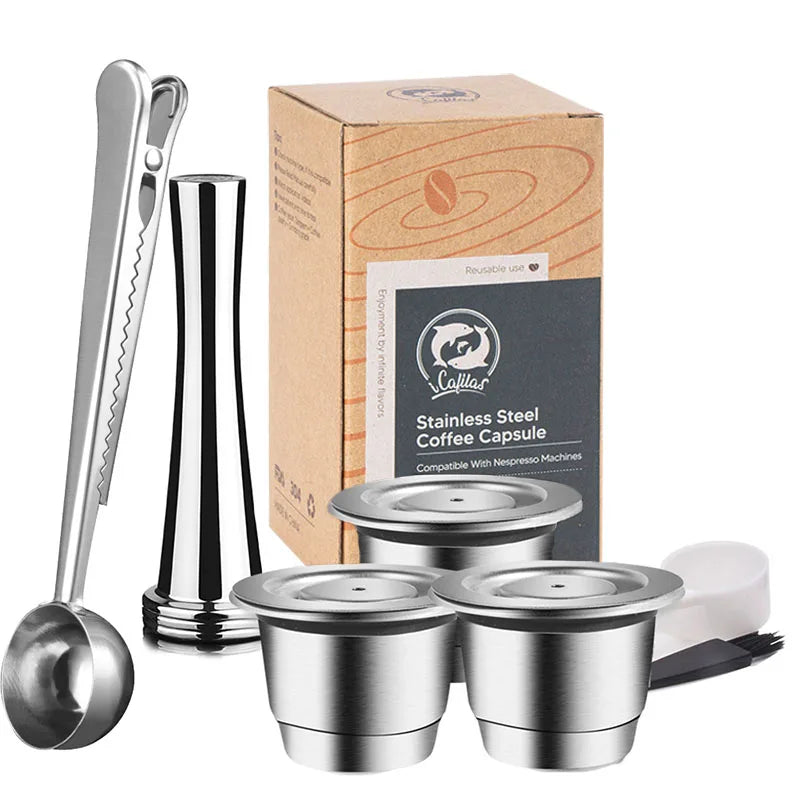 Reusable Nespresso Coffee Capsules Cup Stainless steel Refillable Coffee Capsule Refilling Filter Coffeeware