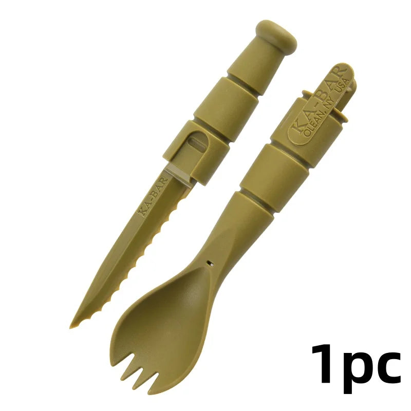 Mini EDC Tactical Tableware, Multi-functional Tools, Forks, Spoons, Knives, Combination, For Camping, Hiking, Outdoor, Halloween