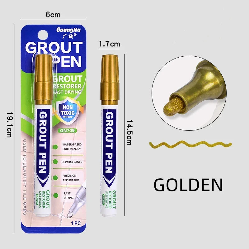 White Grout Tile Pen 8 Colors Waterproof Wall Grout Restorer Marker Pen for Bathroom Wall Floor Decontamination Seam Repair Pens
