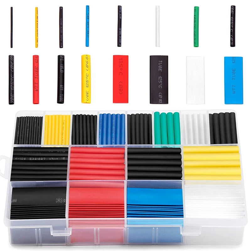 Black Heat Shrink Tube Kit Thermoresistant Tubing Shrink Wire Wrapping Electrical Connection Cable Insulation Sleeves Protecter