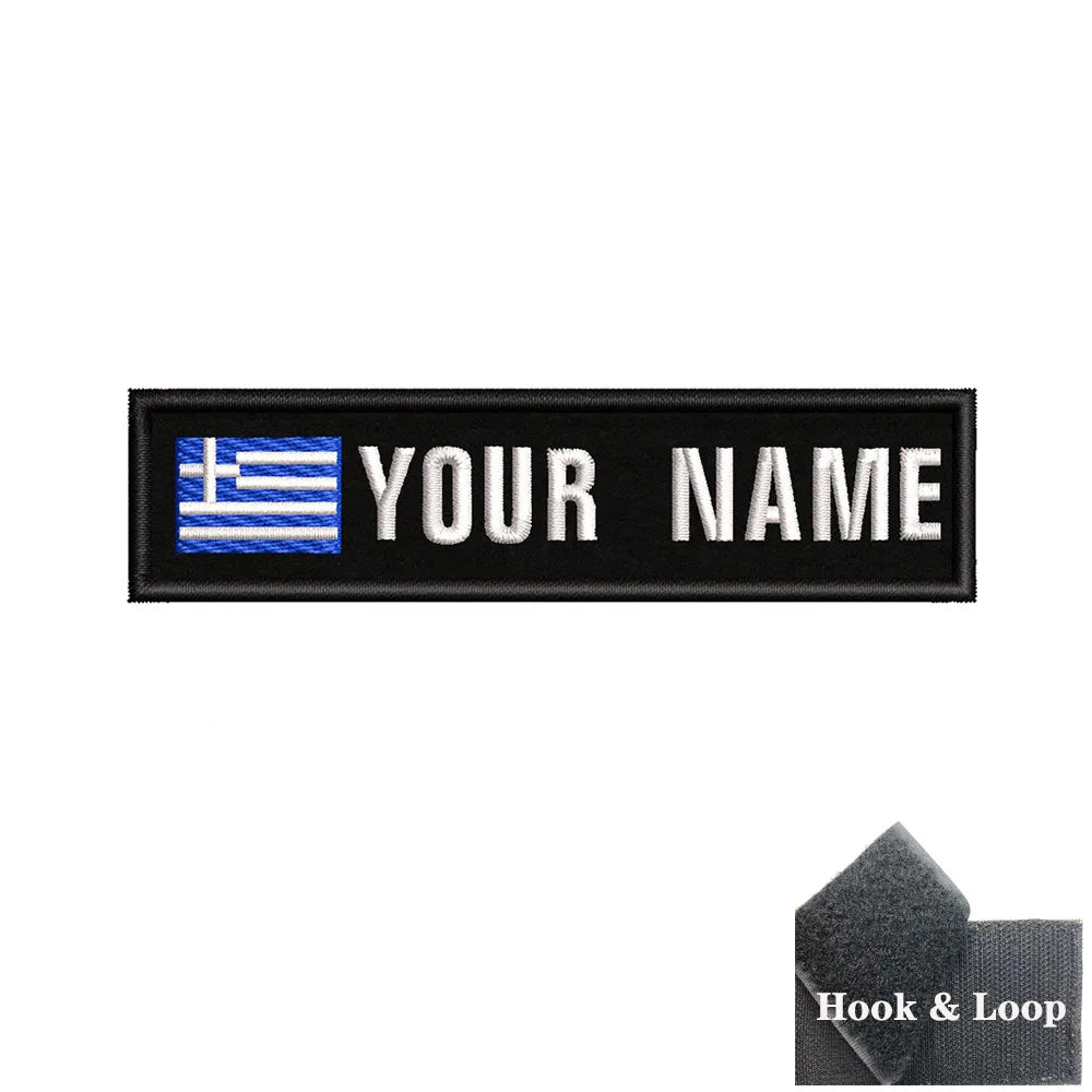 1PC 10cmX2.5cm Custom Name Flag Patch Stripes Badge Iron On Or Hook Loop Estonia Austria Bulgaria Hungary Romanian Ireland