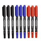 9Pcs/Set Twin Tip Permanent Art Marker Pen Double Headed Oily Waterproof Ink Black Blue Red 0.5mm 1mm Drawing Logistics Glass