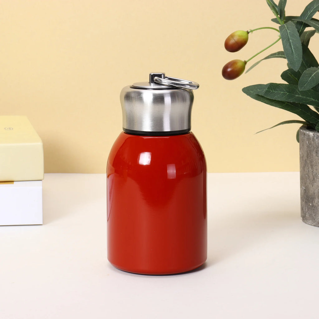 300ML Stainless Steel Vacuum Flask with Lifting Ring Mini Thermos Cup Car Insulated Cup Portable Travel Water Bottle Coffee Mug