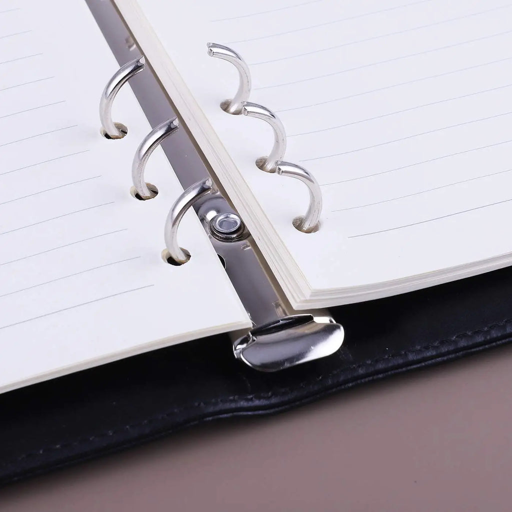 New A5 PU Leather Binder Cover with Magnetic Buckle Closure, 6 Ring Personal Notebook for Organizing Planner, Photo Card Sleeves