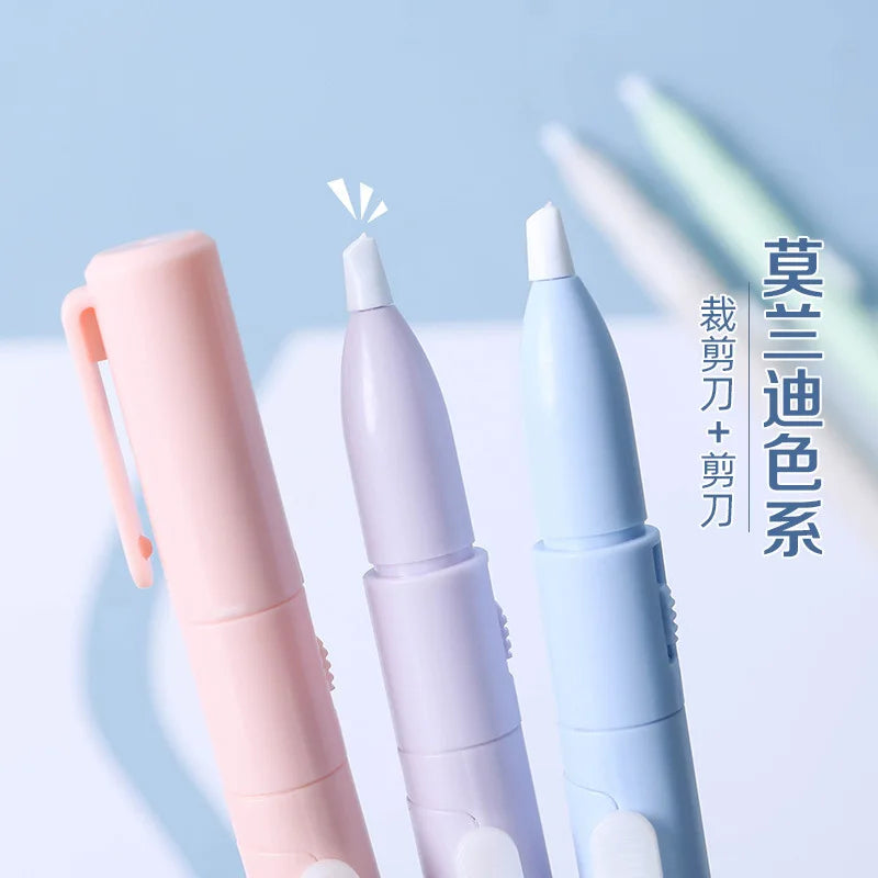 2 In 1 Mini Folding Scissor Pen Cutter Portable Size Safe Ceramic Pencutter Utility Knife For School Stationery Office Supplies