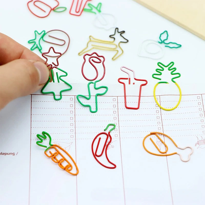 10/20pcs Red Retro Japanese Paper Clip Tomato Strawberry Cherry Scrapbook Paper Clip Book Page Memo Fixed Clips Student Supplies