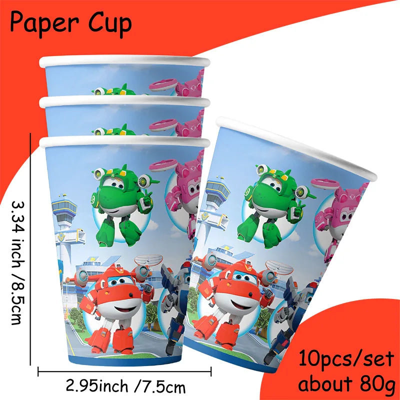 Super Wings Party Supplies Balloons Cup Plates Napkins Tableware For Kids Baby Shower Birthday Party Decoration