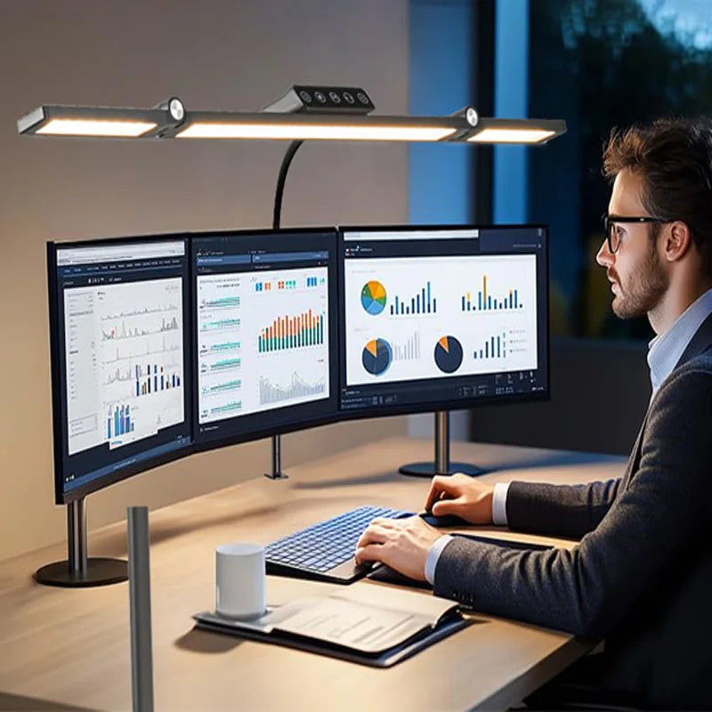LED Desk Lamp Eye-Caring Desk Light with Stepless Dimming Adjustable Flexible Gooseneck with Clamp for Reading Study Workbench