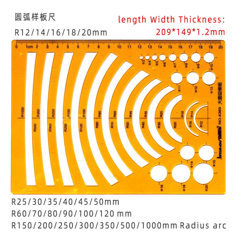 Template Measuring Ruler Circular Oval Ruler Durable K Resin Drawing Design Furniture Architect Template Drafting Ruler