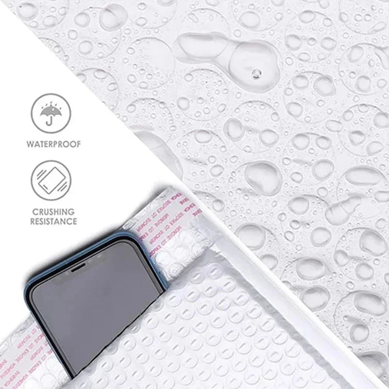 1-500PCS Poly Bubble Mailers Padded Envelopes Self Seal Bubble Lined Waterproof Cushion Shipping Enveloper Mailers White