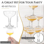 20-60PCS Acrylic Champagne Coupe Glasses Engagement Party Wedding Champagne Tower Prosecco Tower Martini Glasses 5oz