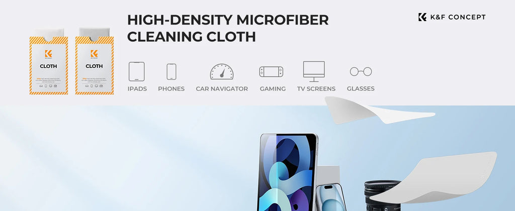 K&F CONCEPT 6*7inch Premium Microfiber Cleaning Cloths Lens Cleaning Cloth for Camera Lenses, Eyeglasses, Phone Screens, Cameras