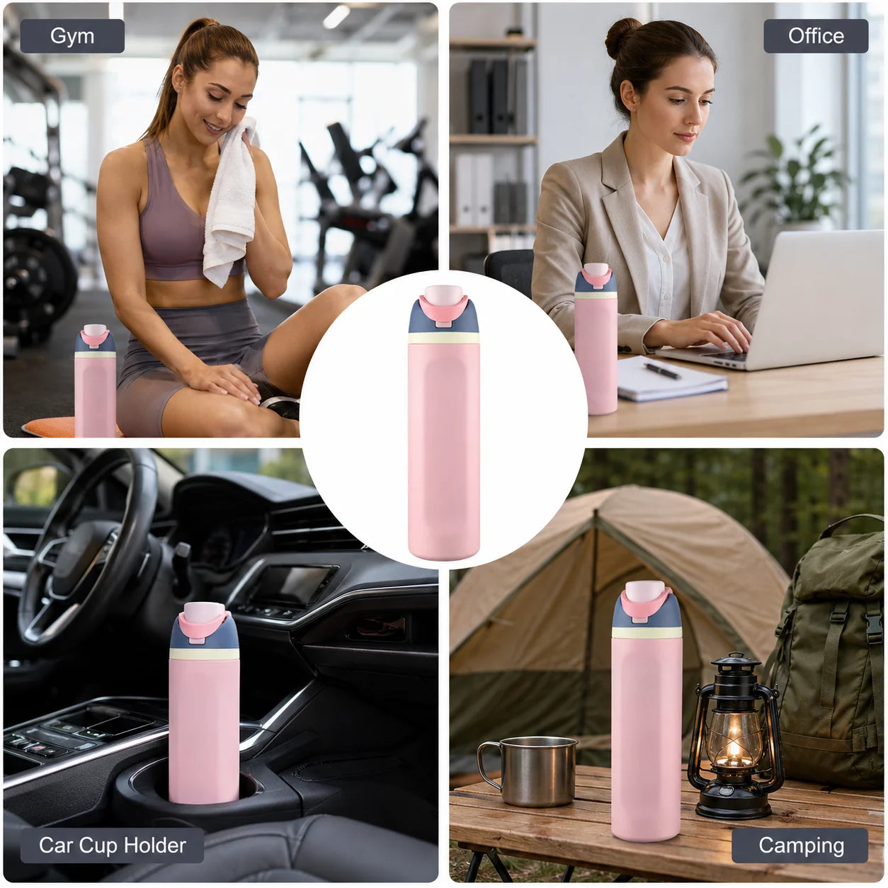 480/710ml Thermos Cup 304 Stainless Steel Straw/Direct Drinking Water Bottle One-touch Open Vacuum Mug for Outdoor,Car,Daily Use