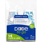 12 Oz Insulated Disposable Paper To‑Go Cups 14 Pack with Lids, Non‑Slip Leak‑Resistant Plant‑Based Travel Cups for Hot Cold Drinks