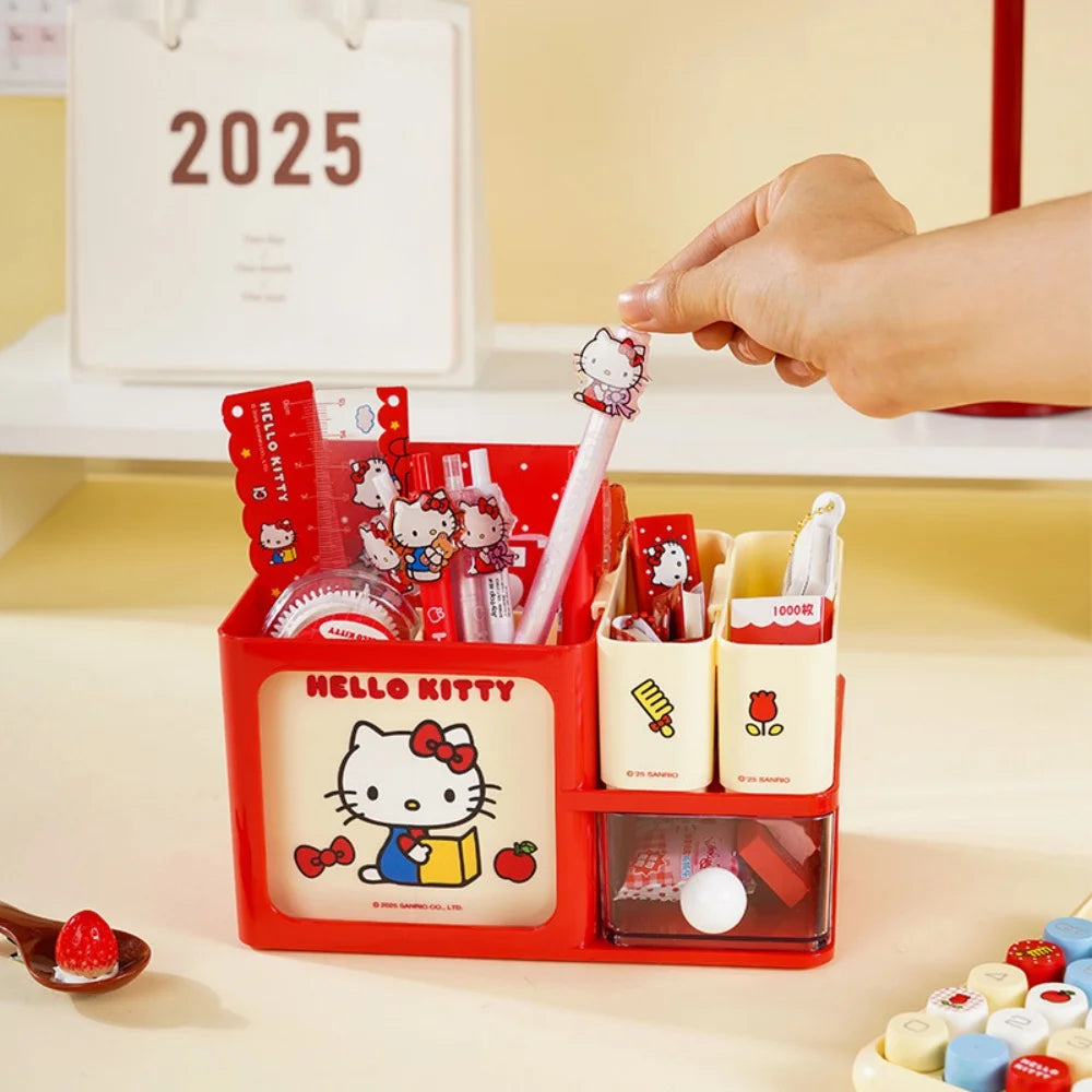 Genuine Sanrio Hello Kitty Mark Pen Holder Desk Organizers Shelves Desktop Stationery Bookshelf Home Office Storage Box