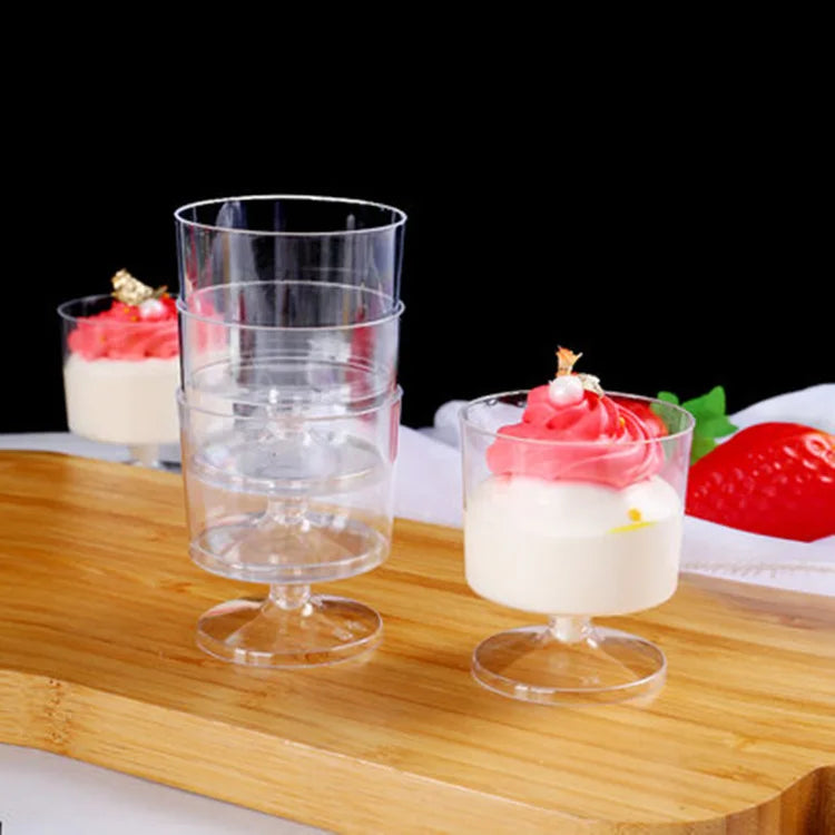 20pcs Disposable Dessert Cups Jelly Yogurt Cake Plastic Cup Transparent Baking Tools Food Container Party Decorative Tableware