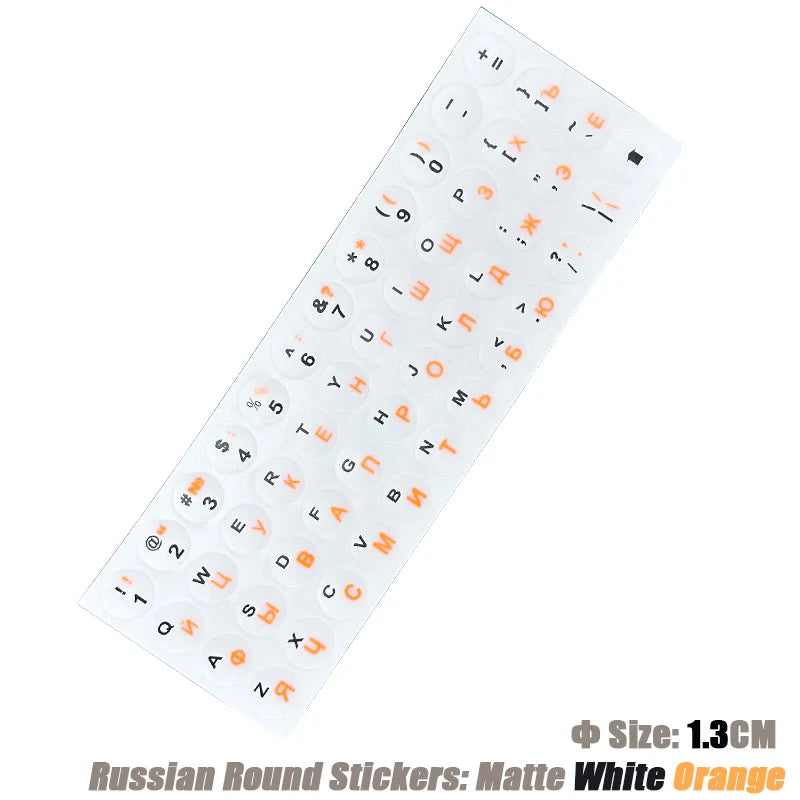 SR Russian 13 Colors Smooth Matte Circle Keyboard Sticker Language Protective Film Layout Button Letters PC Laptop Accessories