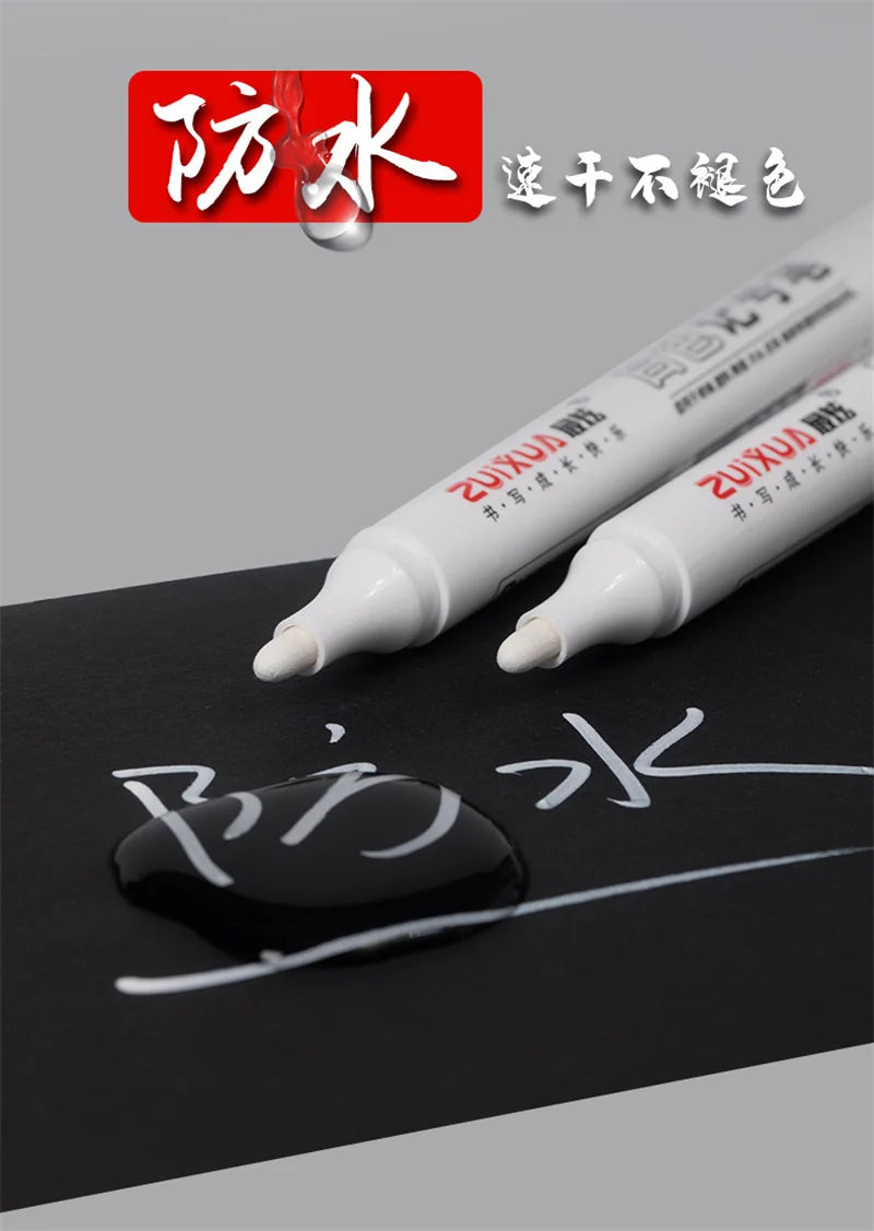 1/3/5 Pcs White Marker Pens 1.0mm 2.0mm Fast Drying Permanent Oily Waterproof Paint Tire Markers Graffiti Pens