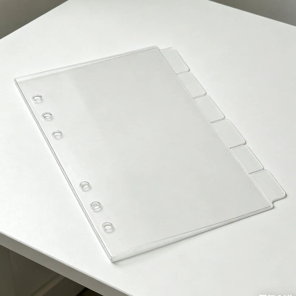 6Pcs Acrylic Index Dividers Clear Transparent Planner Inserts A6 6 Ring Binder Reusable Tabbed Separator Sheets Notebook Journal