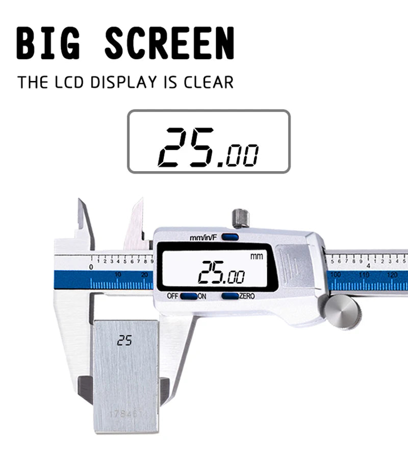 ET52 Stainless Steel 0.01mm High Precision Measure 150mm Digital Caliper mm/inch/Fraction Zero Setting Electronic Caliper