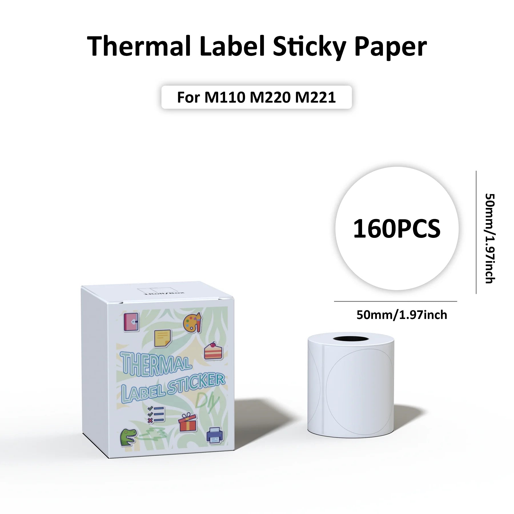 50x50mm Waterproof Self-Adhesive Thermal Labels for Shipping Barcodes Retail Price Tags Office Storage & Organization Stickers