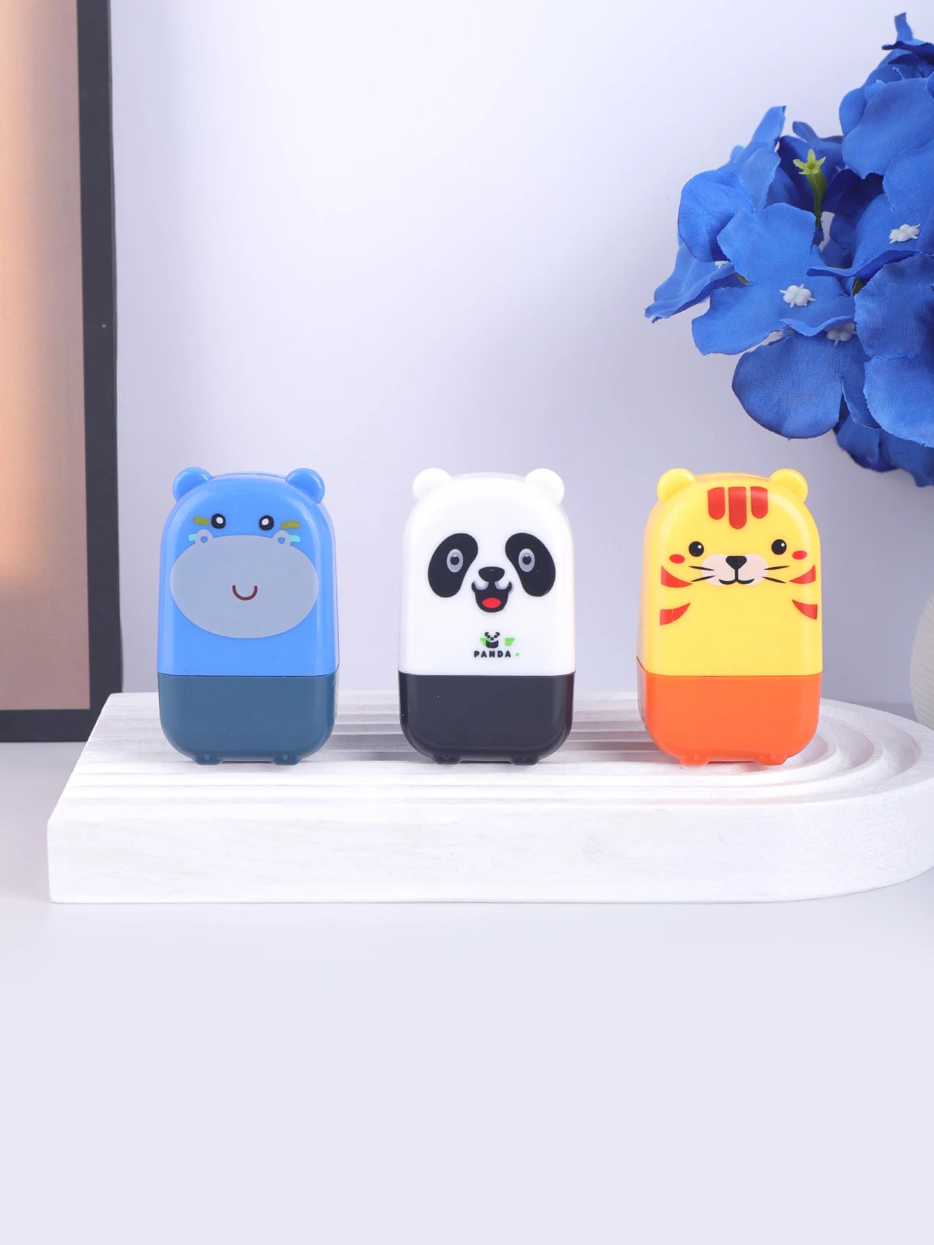 Cute Animal Roller Privacy Stamp - Panda Hippo Tiger Security Inkless Stamp for Identity Protection, Mail, Documents, Office Use