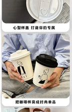 50 Sets of Coffee Packaging Cups Thickened and Heat-resistant Disposable Paper Cups Handdrawn Boys and Girls Juice Milk Mug