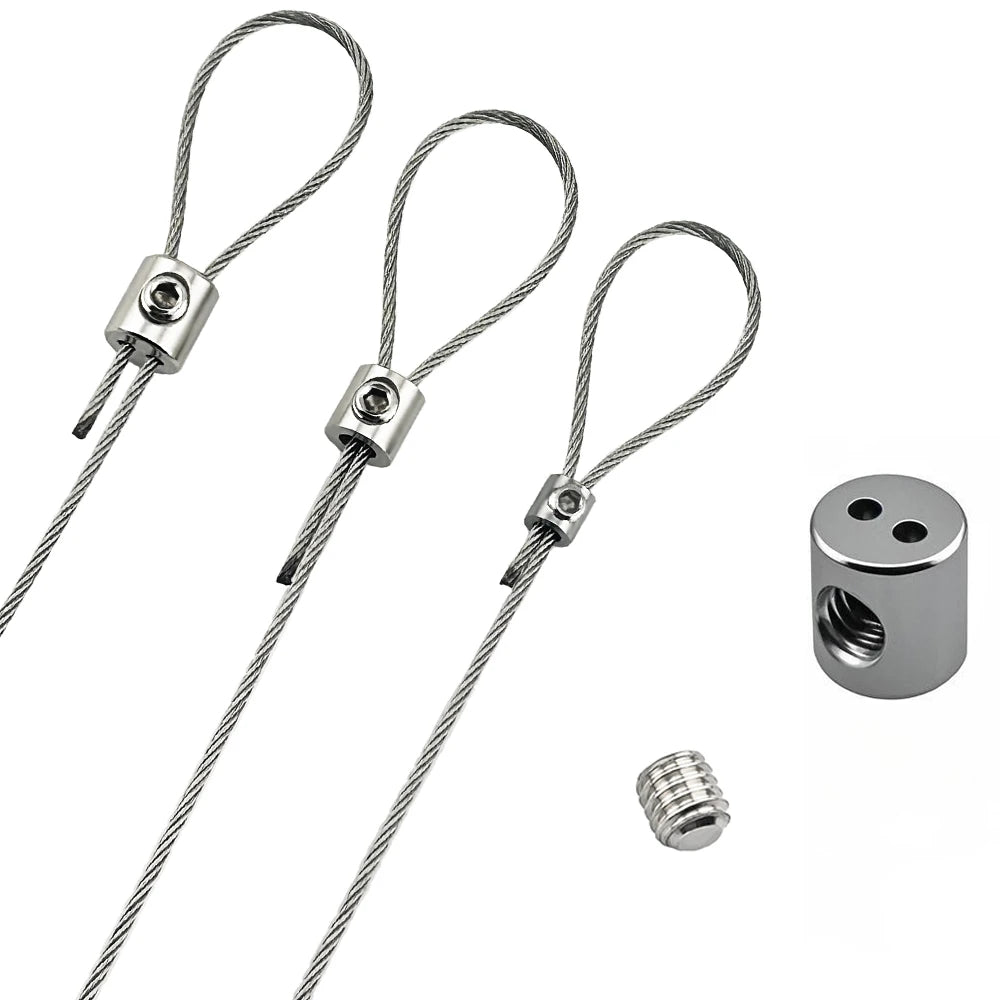 0.8-2mm Steel Wire Rope Clamp Stainless Steel Cable Copper Metal Hanging Clip Adjustable Screws Fixed Hardware Accessories