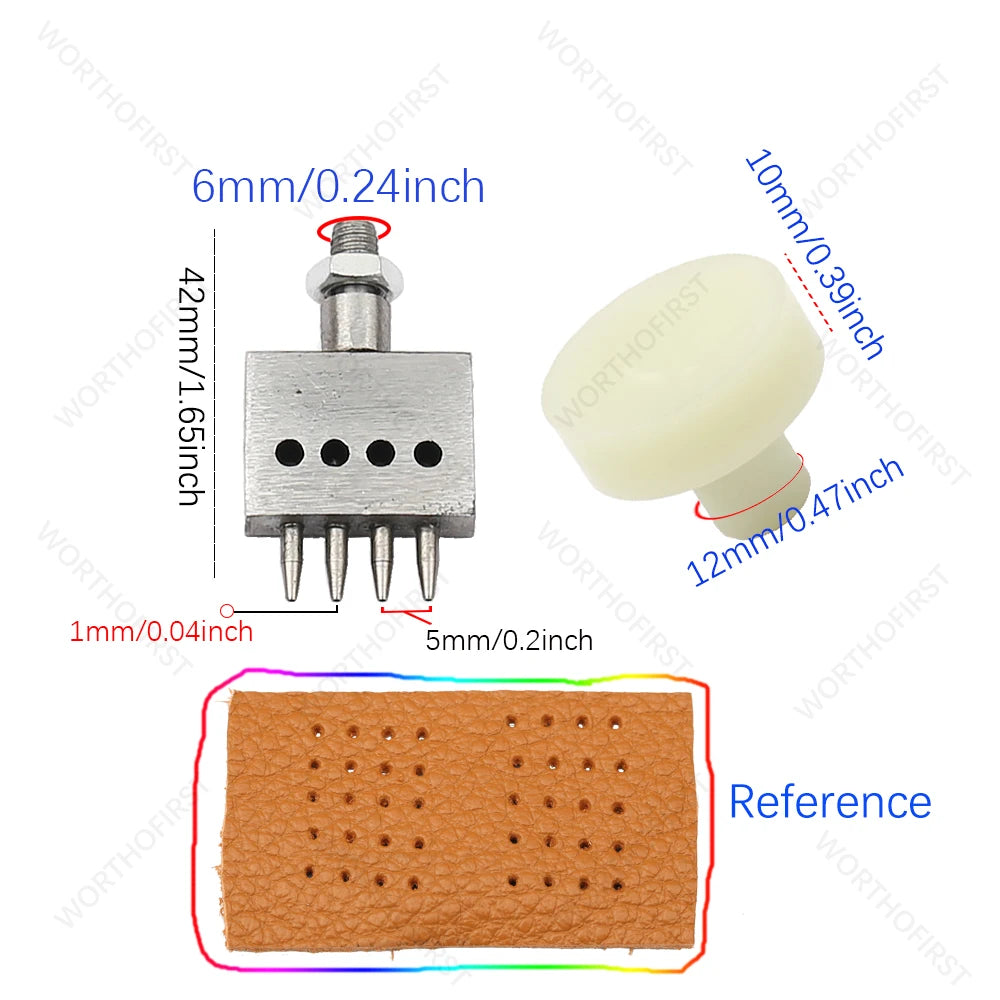 1Pcs M6 Thread Punching Suitable for European Vulcan 3 Round Spacing Cutting Dies LeatherCraft DIY Handmade Stitching Accessory