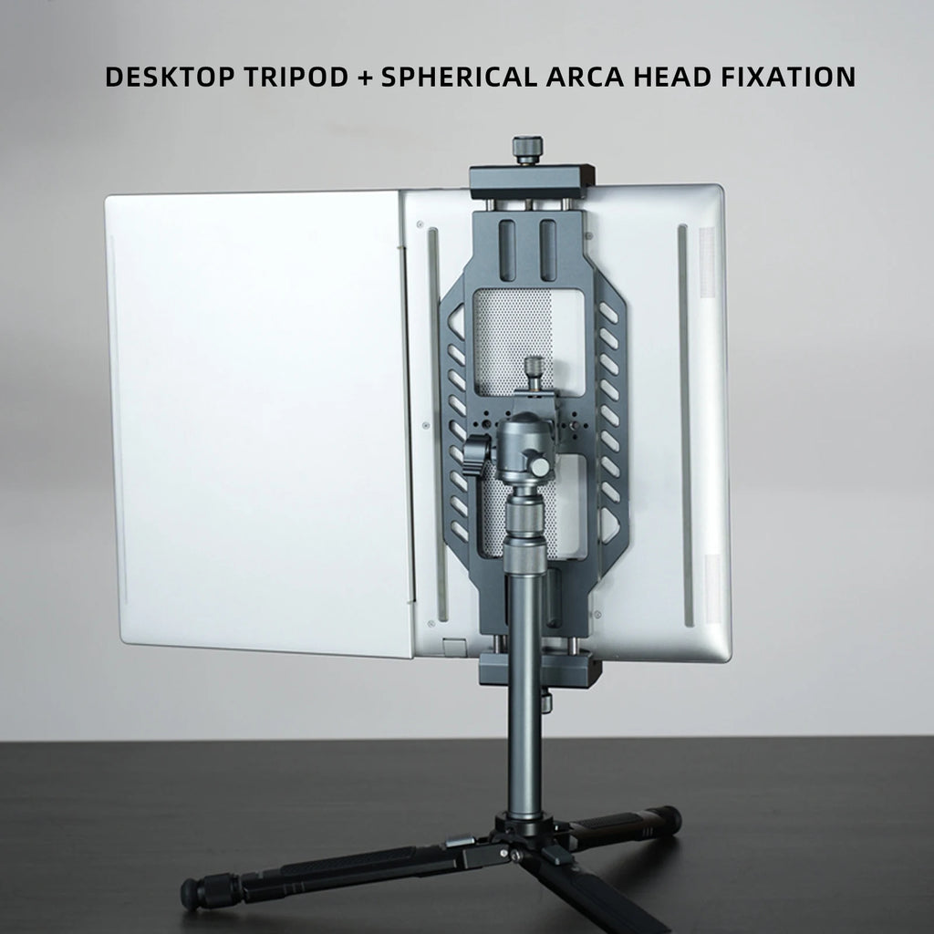 LEAPLIGHT Aluminum Alloy Laptop Stand Horizontal Vertical Screen Clamp Portable Holder W/ Arca Swiss Plate 1/4' Screw for Tripod