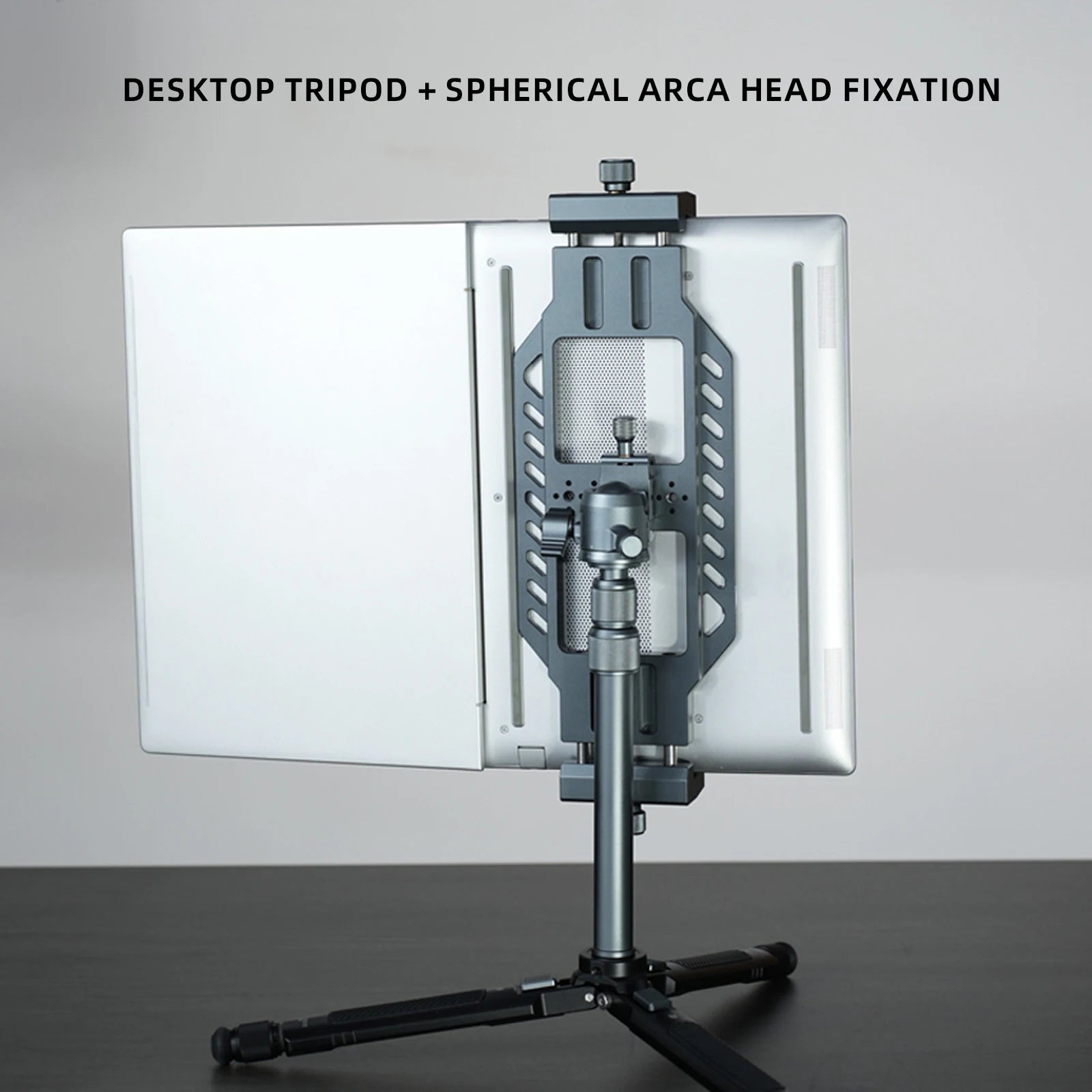 LEAPLIGHT Aluminum Alloy Laptop Stand Horizontal Vertical Screen Clamp Portable Holder W/ Arca Swiss Plate 1/4' Screw for Tripod