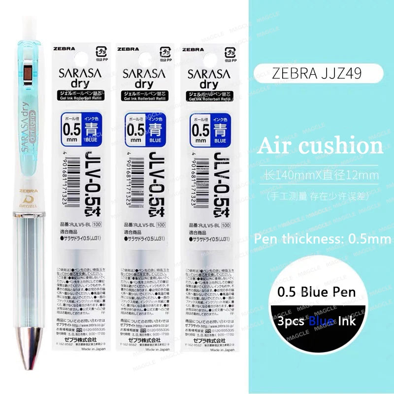 ZEBRA SARASA Dry airfitgrip Gel Pen 0.5/0.4mm Black Core Quick-Drying Smooth Writing Stylos boligrafo gel Stationery for school
