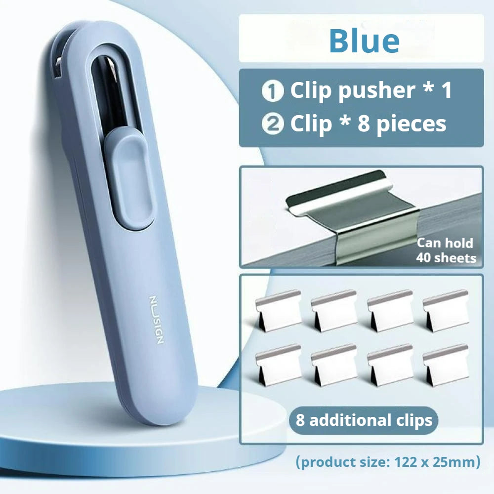 Mini Traceless Reusable Hand Clamp Push Stapler Paper Book File Office School Student Binder Binding Tools Supplies