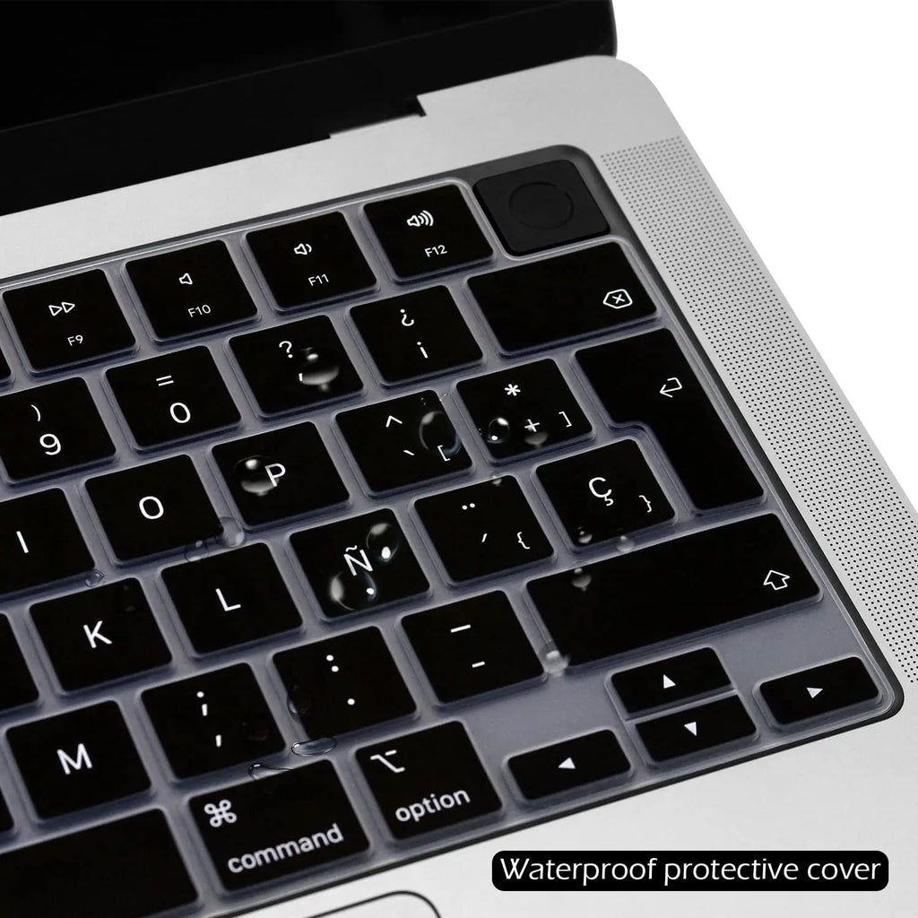 Keyboard Protective Film Silicone for 12-16' MacBook Air/Pro M1 M2 M3 Spanish Keyboard Cover Soft Protection Accessories Black