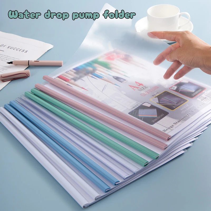 5pc/set A4 Transparent Folder Thickened Plastic Folder File Waterproof Test Paper Storage Bag Office Document Classification Bag