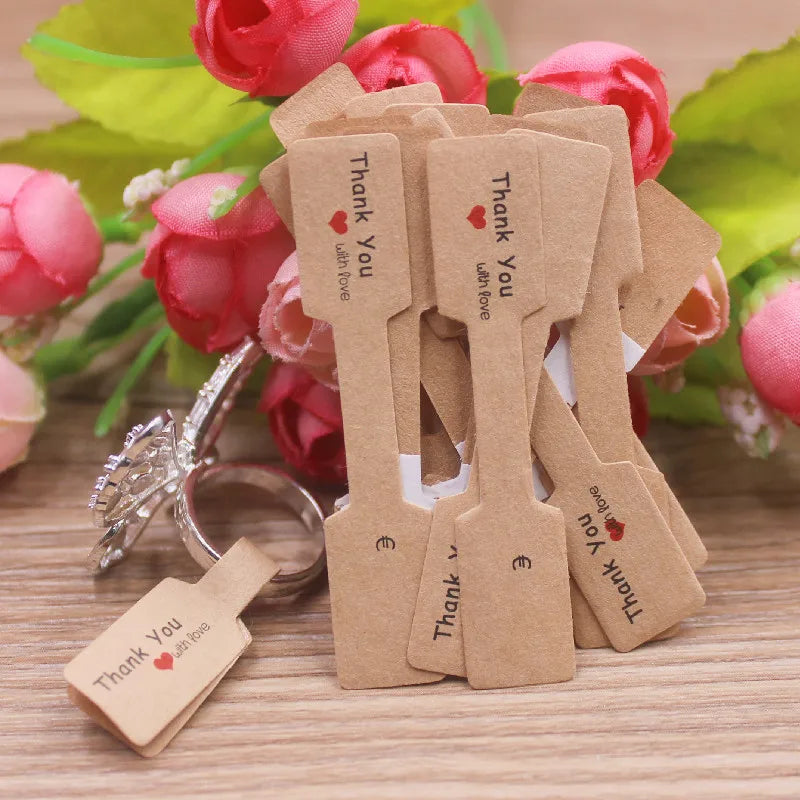 100Pcs 6x1.2cm White /Kraft Handmade € /Thank you $ Price Labels Paper Price Tags For Necklace Ring Bracelet