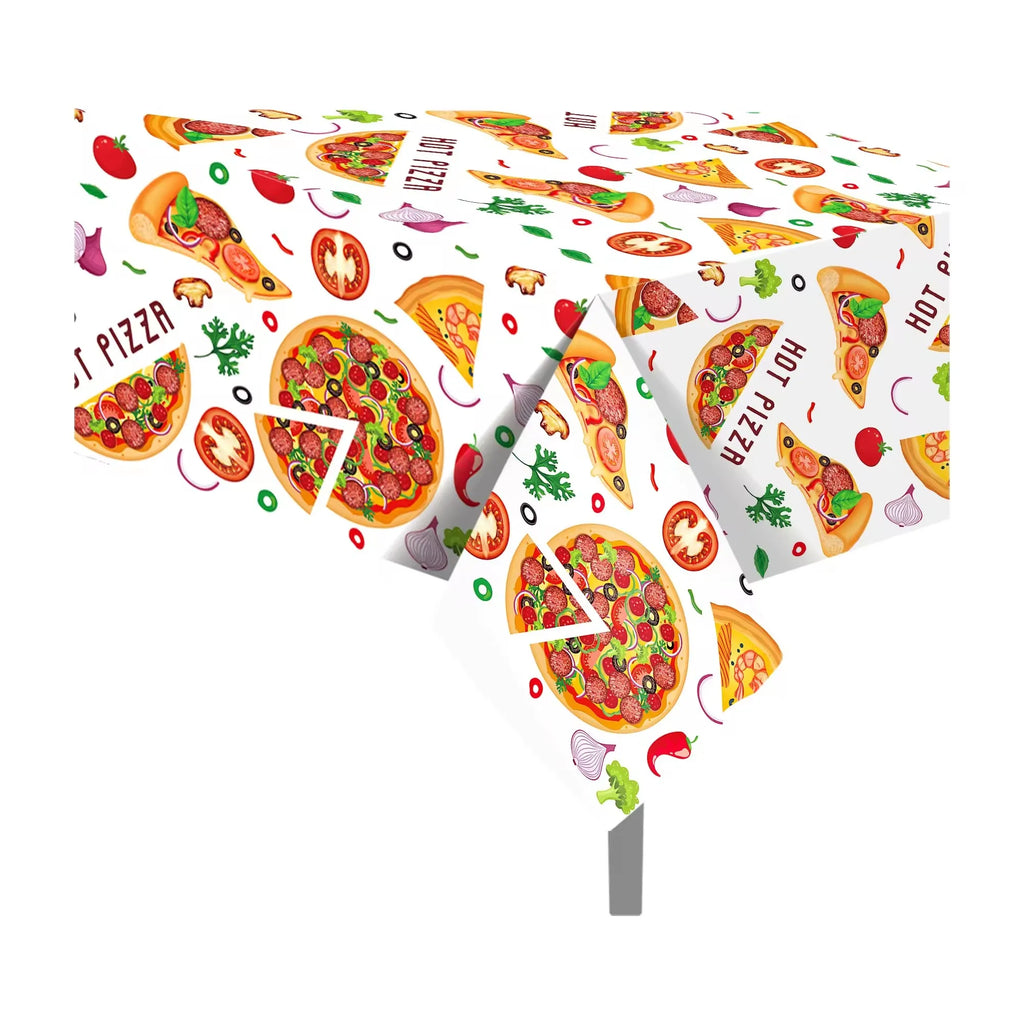 130*220cm Pizza PE Table Cover Birthday Party Decorations Plastic Tablecloth Disposable Party Supplies