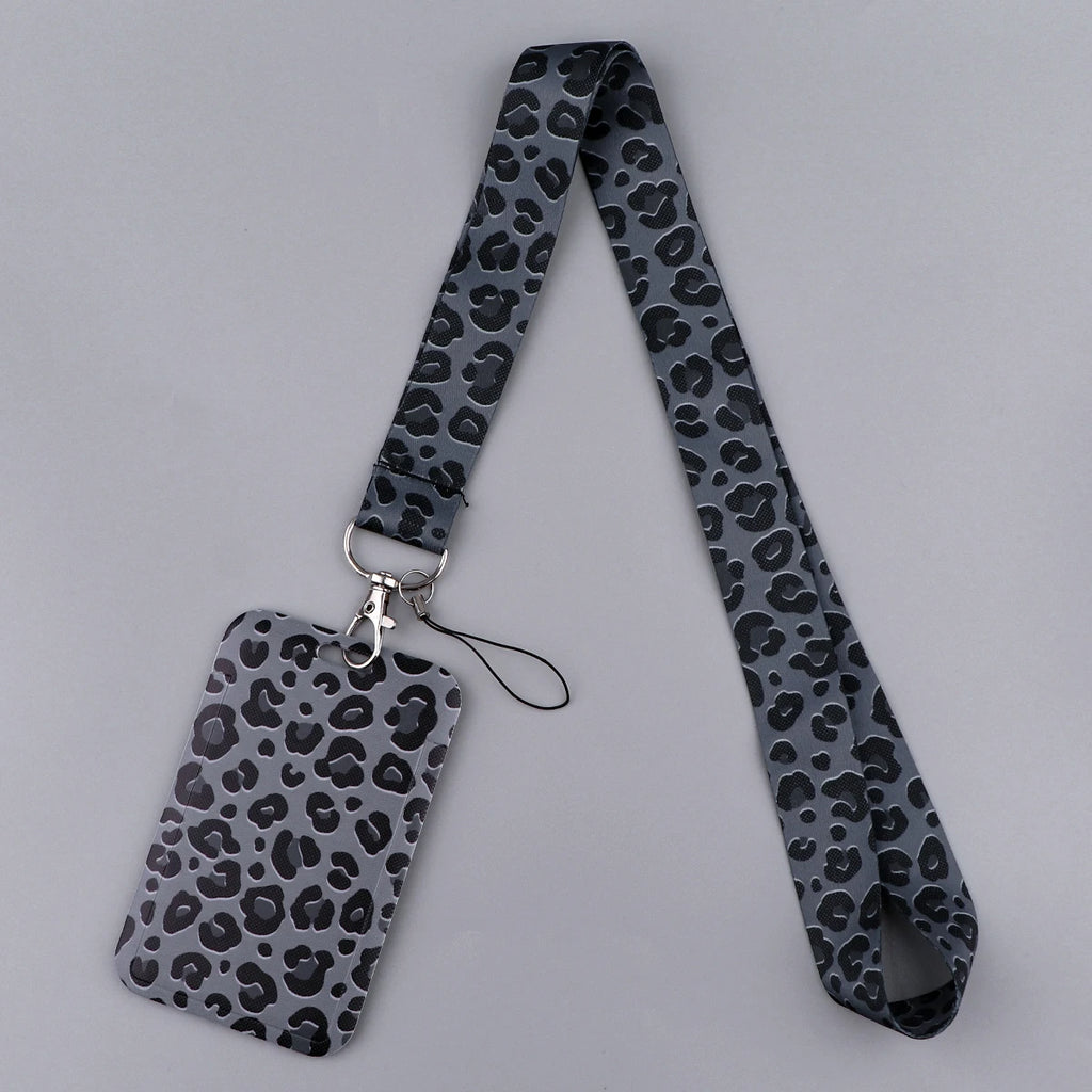 Gray Leopard Print Fashion Lanyard for Key Neck Strap Lanyard Card ID Badge Holder Key Chain Key Holder Keyring Accessories Gift