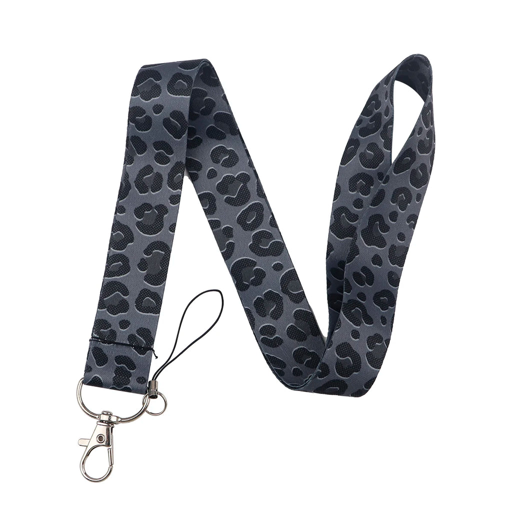 Gray Leopard Print Fashion Lanyard for Key Neck Strap Lanyard Card ID Badge Holder Key Chain Key Holder Keyring Accessories Gift