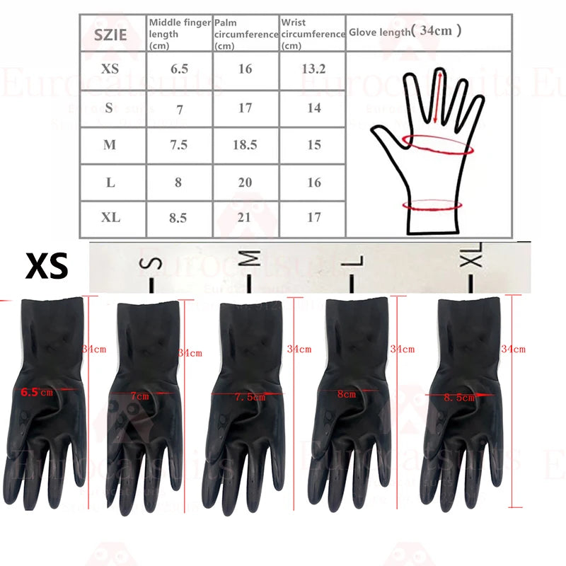 Latex Hooded Mask rubber Bondagi Restraints latex Gloves seamless latex men  Catsuit Fetish latex gloves rubber male