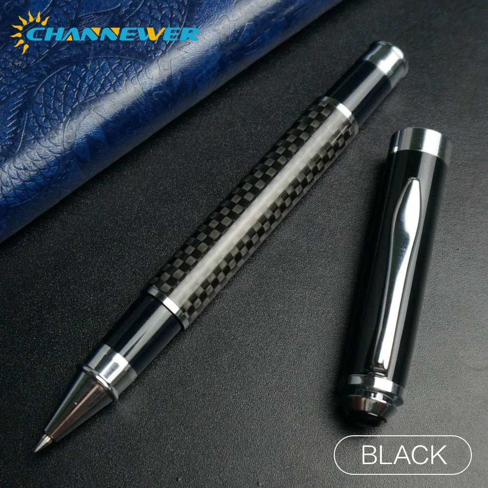 STONEGO Carbon Fiber Signature Pen, Premium Metal Gel Ink Pens Micro Point 0.5mm Black Ink Smooth Writing Ball Pen