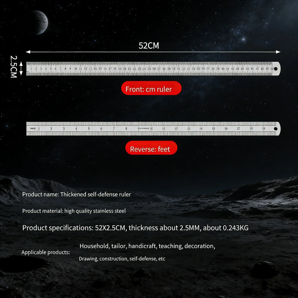 2.5mm Thick 50cm Stainless Steel Ruler Metric Inch Straightedge for Woodworking Construction Drafting Teaching and Measuring