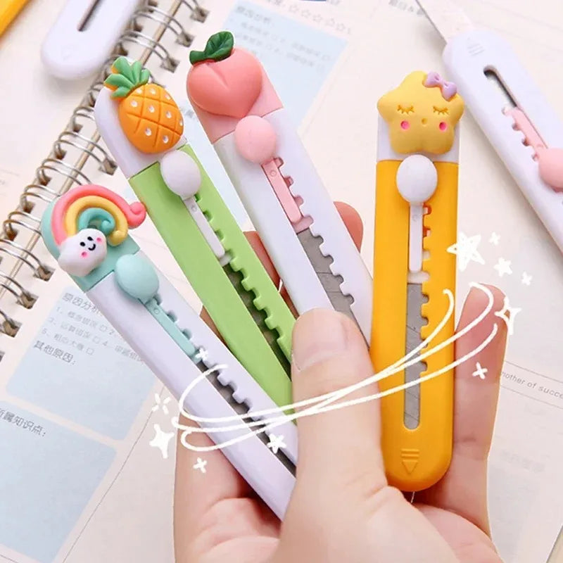 3/5Pcs Cartoon Cat Cat Claw Clouds Mini Letter Opener Plastic Utility Knife Stationery for School Office Home