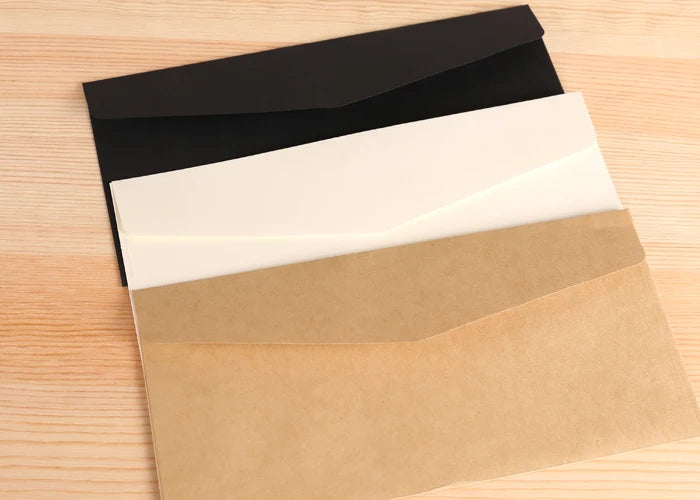 10Pcs Vintage Kraft Paper Envelopes Blank A4 triangle cowhide Handmade black Set Writing Christmas Invitations 22*11CM