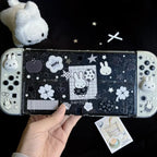 New In Stock Miffy Co-Branded Nintendo Switch OLED NS NS2 LITE Protective Case Glitter Handle Cover Transparent Black White Gift