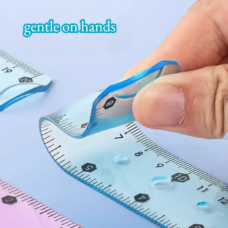 1/3pcs Transparent Soft Ruler, Flexible Shatterproof Straight Edge, Foldable Ruler for Office Drawing, Measuring Tool Stationery