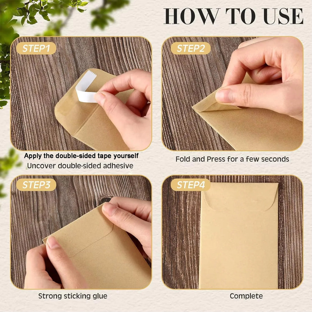 50/100/150 Pcs Seed Envelopes Resealable Seed Packets 3.15 X 4.72 Inch Secure Tiny Seal Saving Envelopes (Brown) For Gardening