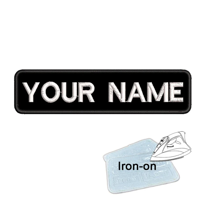 1PC 10cmX2.5cm Custom Personalized Name Embroidered Patch Number Stripes Badge Tags Armband Iron On Backing Hook & Loop Backing