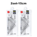 Deli 4Pcs Student Ruler Set Transparent Plastic Straight Ruler Triangle Protractor for Kids School Office Home Supplies